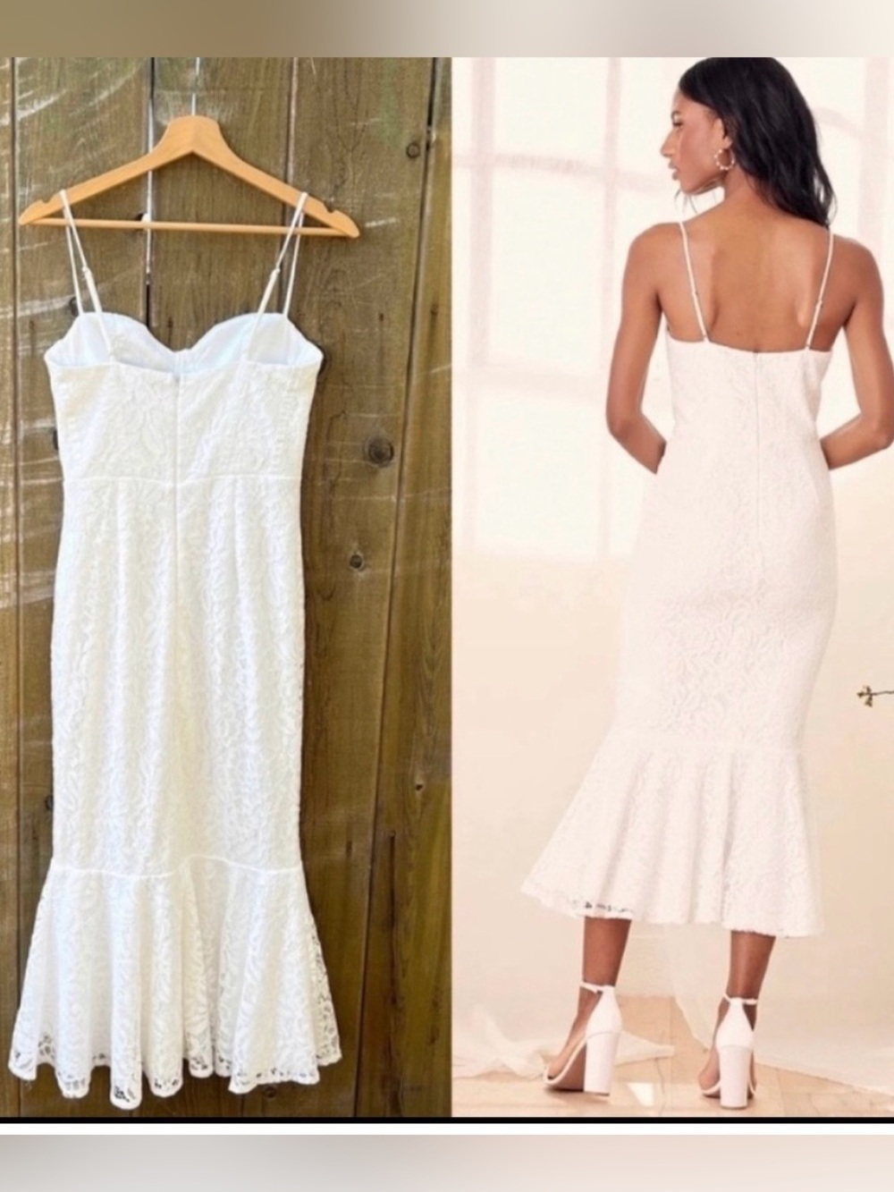Lulu’s Found Your Love White Trumpet Lace Midi Dress NEW Medium - Picture 2 of 13